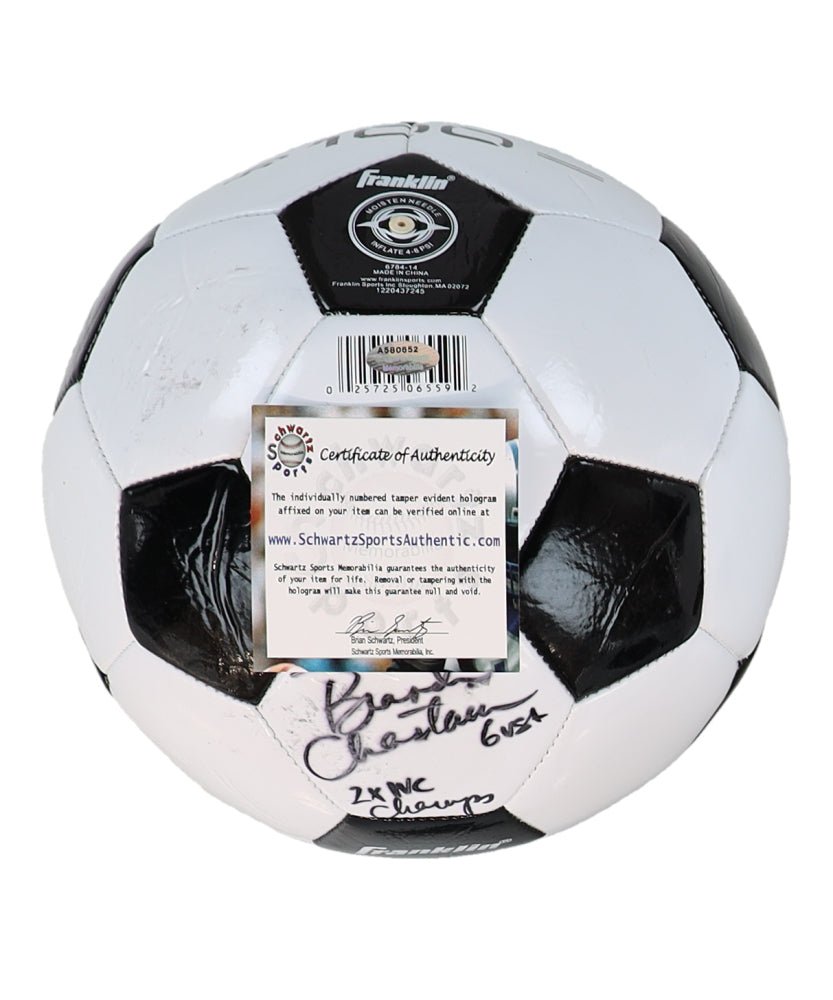 Brandi Chastain Signed Franklin Soccer Ball Inscribed "2x WC Champs" (Schwartz)