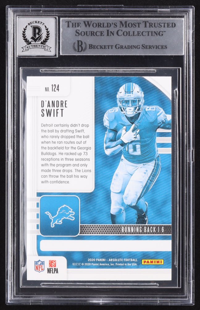 D'Andre Swift Signed 2020 Absolute #124 RC (BGS) Beckett/Fanatics Witnessed