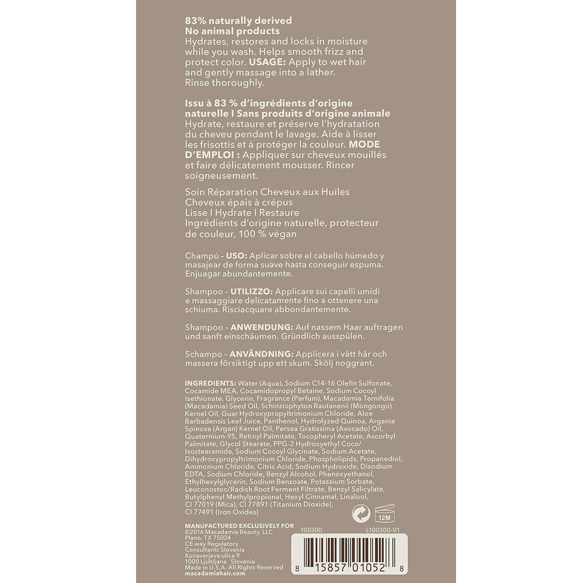 Macadamia Professional Hair Care Sulfate & Paraben Free Natural Organic Cruelty-Free Vegan Hair Products Ultra Rich Hair Repair Shampoo, 10oz